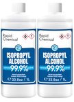 99% Isopropyl Alcohol - Made in Canada - 2 Pack 1000ml USP Grade Isopropyl Rubbing Alcohol - Isopropyl Alcohol 99 Percent - Bottle 99.9% Alcohol by Rapid Protectant (1000ml - 2 Pack)