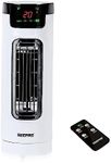GEEPAS Cooling Mini Tower Fan with Remote Control - Portable, Oscillating, 3 Speed Settings with 7.5 Hour Timer Function - Powerful Airflow for Home or Office, White, 2 Year Warranty