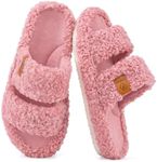 EverFoams Womens Fuzzy Open-toe Slippers Soft Comfy Memory Foam Indoor House Shoes Dusty Rose,11-12 US