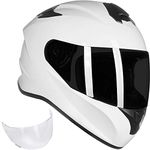 ILM Full Face Motorcycle Street Bike Helmet with Enlarged Air Vents, Free Replacement Visor for Men Women DOT Approved Model-ST-06 (White, Medium)