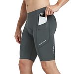 BALEAF Men's Padded Cycling Shorts Padding Bike Shorts Road Biking MTB Shorts Bicycle Pockets UPF 50+ Grey 3XL