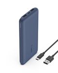 Belkin 10000 mAh PD 3.0 Slim Fast Charging Power Bank with 1 USB-C and 2 USB-A Ports to Charge 3 Devices Simultaneously, for iPhones, Android Phones, Smart Watches & More - Blue