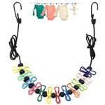 LIAMGUS Adjustable Elastic Travel Clothes Line, Portable Travel Clothesline, Camping Washing Line with 12 Colorful Clothespins, for Indoor Laundry Drying line,Outdoor Camping Accessories