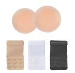 FIMS - Fashion is my style Women Silicone Nipple Covers, 3 Hook 3 Eye Bra Hook Extenders Combo Multicolor Free-Size