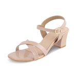 tresmode 239-ROCHELLE BEIGE WOMEN DRESS BLOCK HEEL SANDALS EU/39 UK/6