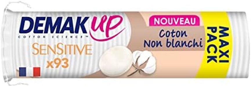 Demak'Up Sensitive Disques Cotons à Démaquiller - Visage et Yeux - 100% Fibres de Coton Naturelles - 93 Cotons