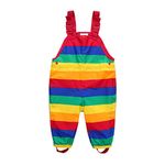 DAWILS Kids Rain Trousers Unisex Waterproof Overall Trousers Childrens Rainbow Striped Rain Pants Boys Bib Pants and Girls Mud Pants Rainwear for Outdoor Play 1-2 Years