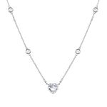 AGVANA Sterling Silver Cubic Zirconia Necklace for Women Heart Halo CZ Classic Simulated Diamond Necklace Jewelry Birthday Mothers Day Gifts for Women Her Girls Wife Mom, 16+2 Inch