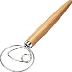 Agttete Danish Dough Whisk Stainless Steel Hook Dutch Bread Mixer for Sourdough Baking Hand Tool with Wooden Handle Making Blending Pastry Pizza Dough