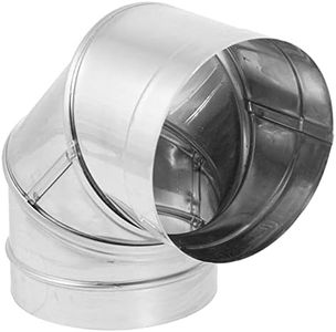 DuraVent DuraBlack 8-Inch Diameter Stainless Steel Single Wall Wood Burning Stove 90 Degree Elbow Pipe Connector to Vent Smoke and Exhaust, Silver