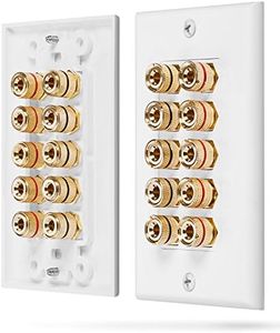 Fosmon [Five Speaker] Home Theater Wall Plate - Premium Quality Gold Plated Copper Banana Binding Post Coupler Type Audio Wall Plate for 5 Speakers (White)