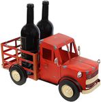 Sunnydaze Rustic Red Truck Sheet Iron Countertop Wine Rack - Holder Stores 4 Wine or Liquor Bottles