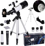 Clefairy Telescope for Astronomy Adult Kids Beginners, 150X Astronomical Refractor Telescope, 300X70mm Telescop with Tripod Smartphone Adapter