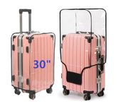 FABULWAY Clear PVC Suitcase Cover Protectors Thicken Luggage Cover Protector Full Transparent Luggage Cover Waterproof Wheeled Suitcase Cover Dustproof Luggage Sleeve Protector, Clear, 30", Waterproof Suitcase Cover for Luggage