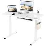 FLEXISPOT Electric Height Adjustable Standing Desk Sit Stand Desk Adjustable Desk Stand Up Desk with Cable Tray Backpack Hook Memory Smart Pannel EF1 Series(120 * 60cm, White Frame+White Desktop)