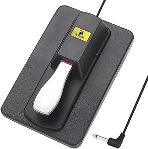 Zreephy Sustain Pedal Universal Foot Controller Switch, 6.35mm 1/4" Jack Damper Pedal For Keyboards Digital Pianos MIDI Synthesizers Electronic Organ Tone Modules Drum Machines (Black)