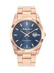 Mathey-Tissot Stainless Steel Swiss Made Blue Dial Special Edition Analog Watch for Men - H452Prbu, Rose Gold Band
