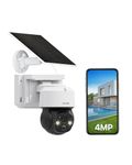 ZOSI 4MP Solar Security Camera Outdoor Wireless, Battery Powered CCTV Camera with 2.5K Color Night Vision, 2.4 GHz Rechargeable WiFi Cam, 360° Pan-Tilt View, Human Detection, 2-Way Audio, Waterproof