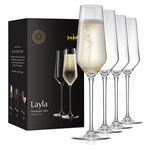 JoyJolt Champagne Flutes – Layla Collection Crystal Champagne Glasses Set of 4 – 6.7 Ounce Capacity – Ideal for Home Bar, Special Occasions