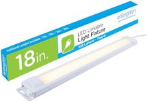 GE 38846 Premium LED Light Bar, 18 Inch Under Cabinet Fixture, Plug-in, Convertible to Direct Wire, Linkable, 628 Lumens, 3000K Soft Warm White, High/Off/Low, Easy to Install