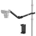 Neewer Overhead Camera Mount Arm with Clip, 22"/56cm 180°&360° 2 Section Flexible Holding Arm for Desk Stand, Fits 0.87"-1.1" Tube, 5.5lb/2.5kg Max Load for Camera LED Ring Light Mic, DS009