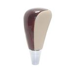 Tan Leather Wood Chrome Gear Shift Knob for Toyota Lexus Camry Crown RAV4 Land Cruiser Hiace Corolla Replacement