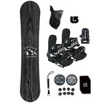 Symbolic 140-155cm Knotty Snowboard + Bindings Package +Leash+Stomp+Face Mask+Burton Decal (Bindings Black L/XL Men(fit 9-15), 155cm Hybrid Rocker)