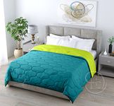 LushHavenDecor All Weather Microfiber Reversible| Designer Quilted | Lightweight | Antibacterial | Super Soft | Comforter Single Size Duvet Quilt 200 GSM (90" x 60") Color Dark Teal & Parrot Green