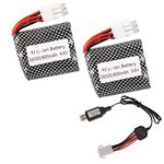 OooSure 2 Pcs 20C High Draw 9.6V 16500 x 3 800mAh Rechargeable EL6P Plug Li-ion Battery with a USB Charging Line for High Speed RC Car S911 S912 9115 9116 9120 Remote Control Toy