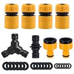 Topways® Hose Connectors Fitting Set, Including Hose End Quick Connector, 2in1 Threaded Tap Connector, Double Male Snap Connector, Hose Y Splitter Connector, Hose Washer & O Rings Spares Kit