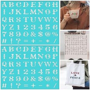 BEUNITONE 2 PCS Letters Silk Screen Stencils Symbol Numbers Silk Screen Printing Stencil 11x8.5" Reusable Alphabet Mesh Transfers Adhesive Stencil for Painting on Wood Chalkboard Wall T-Shirt