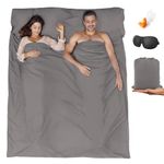 BREENHILL Double Sleeping Bag Liner Camping Sheets & Travel Sheet Hostels & Traveling Sleep Sack for Backpacking, Hotels Lightweight Camping Sleeping Bag Liners with Zipper Comfortable Grey