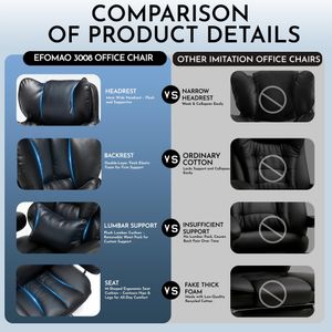 Efomao Big & Tall PU Leather Office Chair – Ergonomic High Back, 200kg, Black