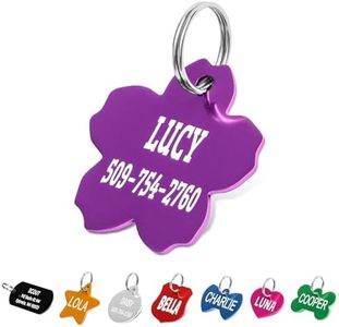 GoTags Dog Tags, Personalized Engraved Dog and Cat ID Tags for Pets, Custom Engraved on Both Sides, Various Shapes Including Bone, Round, Heart, Bow Tie, Star, and Badge (Flower, Large - Pack of 1)