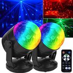 [Pack of 2] Remote Control Battery Powered Portable Sound Activated Party Lights for Outdoor and Indoor, USB Plug in, Dj Lighting, RBG Disco Ball, Strobe Lamp Stage Par Light for Room Dance Parties