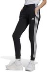 adidas Women's Sportswear Essentials 3-Stripes Fleece Joggers, Black/White, X-Large