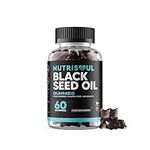 Black Seed Oil Gummies | 1000mg Nigella Sativa | High Strength 20mg Thymoquinone | 60 Cold Pressed, Halal, Vegan, Gluten Free Capsules with Honey Extract | Natural Ingredients