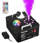 Fog Machine with LED Lights, Disco Ball, Wireless Remote and Sound Activation, Produce Smoke Vertically or Horizontally - Ideal for Parties, Stage, Halloween, Events