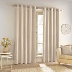 Enhanced Living Savoy Cream Velvet Chenille 100% Blackout Thermal Eyelet Curtains - 46 x 54 inch (117 x 137cm) for Living Room/Bedroom