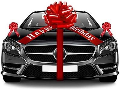 20 Inches Red Car Bow Happy Birthday Large Car Ribbon Bow and 5 Pieces 6 Inch Pull Bow for Christmas Party Car Decoration New Houses Wedding