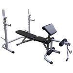 BodyRip Full Workout Weight Bench | Safety Bar Catcher, Preacher Curl Pad, Leg Developer, Plate Holders | Strength Training, Home Gym, Fitness Exercise, Lifting