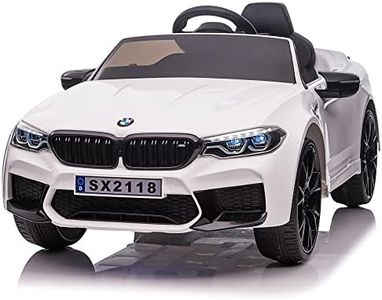 VOLTZ TOYS 12V Ride on Car for Kids, Licensed Compatible BMW M5 Battery Powered Electric Ride-on Car for Kid with Remote Control, LED Lights, Leather Seat, 14AH Battery EVA Tires and Bluetooth MP3 Player (White)