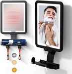 Heated Shower Mirror Fogless for Shaving, Lighted Shower Mirror 3 Color Dimming Shower Shaving Mirror, 9.5*7inch Anti-Fog Shower Mirror with Lights, Wall-Mounted Large Shaving Mirror with Razor Holder