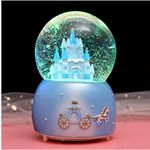 Musical Snow Globe Music Box Crystal Ball with Colorful Glitter LED Lights Snowfall Snow Globe for Kids Girls Granddaughter's Birthday Christmas New Year Party Musical Gift