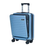 TydeCkare 20 Inch Carry On Luggage with Front Pocket, 21.65 * 15.35 * 7.87" Suitable for Airplane Overhead Bin, 34L Lightweight PC+ABS Hardshell with YKK Zipper, TSA Lock Approved, Ice Blue