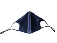 Hugs Living 100% Mulberry Silk Face Mask with Filter Pocket and Adjustable Ear Loops (Navy Blue)