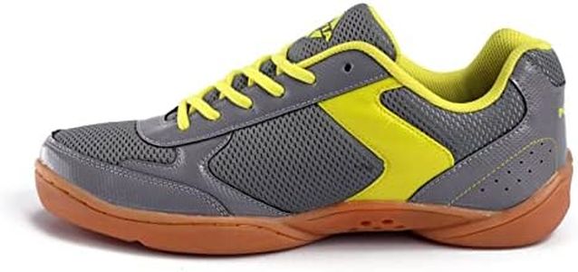 Nivia Flash Shoe Badminton Shoes for Mens, Rubber Sole with PVC Synthetic Leather Upper and mesh for Sports, Badminton, Volleyball, Squash, Table Tennis, (Dark Grey) UK-9