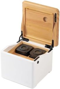 STO - Storage Box with Lock and Magnetic Tray - 2 Sealed Glass Jars with Digital Hygrometers - Large Storage Box with Accessory Compartment - Solid New Zealand Pine Wood Lid with White Base