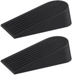 JZWBLILY Door Stoppers for Bottom of Door on Floor,Premium Rubber Door Stopper Wedge, Floor Sturdy Stackable Door Stops for Carpet Heavy Duty Door, Door Gaps (Big 2 Pack, Black)