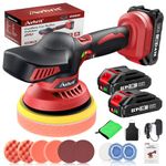 Avhrit Cordless Buffer Polisher kit with 2 Battery, 6 Inchs Polisher for Car Detailing, Car Buffer Waxer Kit with 6 Variable Speed Used for Car Detailing, Polishing,Boat Sanding